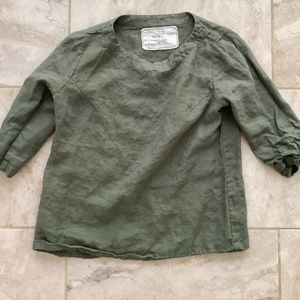 Not perfect linen 3/4 sleeve shirt in green med